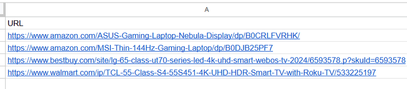 product urls