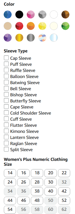 dress filters